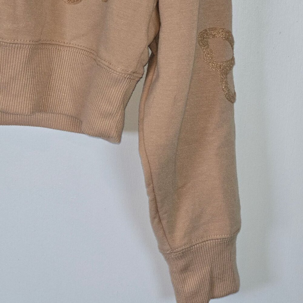 Olive & Oak Nude Pinky Beige Rose Butterfly Embroidered Crop Sweatshirt M, NWT - Picture 6 of 7